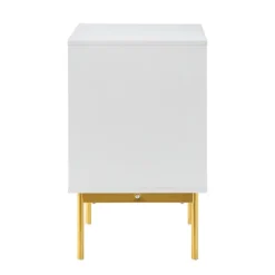 Nightstands-Kirkland's Home And Gold Wave Nightstand White