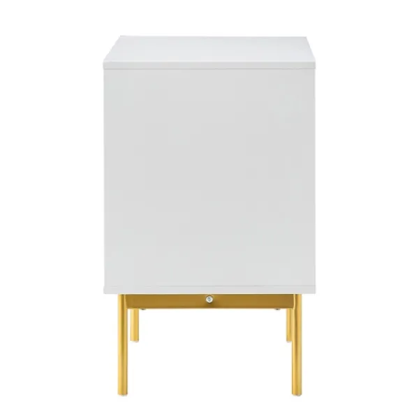 Nightstands-Kirkland's Home And Gold Wave Nightstand White