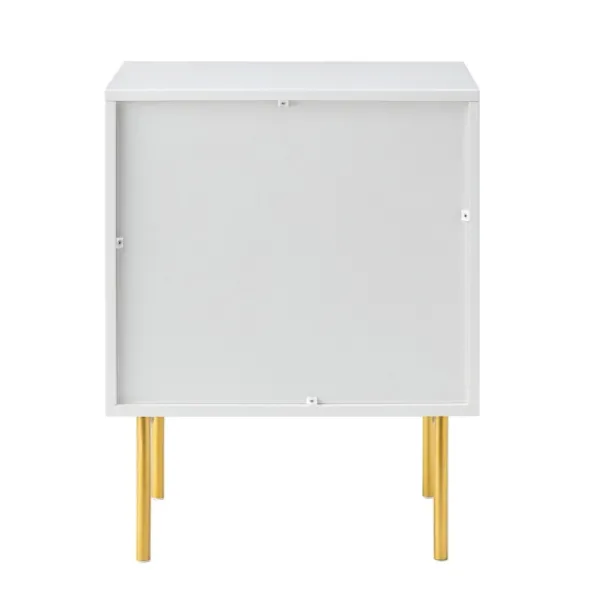 Nightstands-Kirkland's Home And Gold Wave Nightstand White