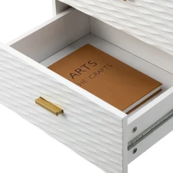 Nightstands-Kirkland's Home And Gold Wave Nightstand White