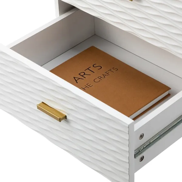Nightstands-Kirkland's Home And Gold Wave Nightstand White