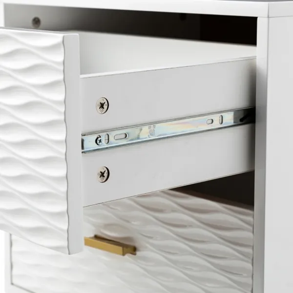 Nightstands-Kirkland's Home And Gold Wave Nightstand White