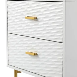 Nightstands-Kirkland's Home And Gold Wave Nightstand White