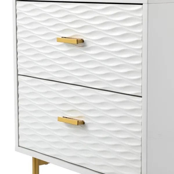 Nightstands-Kirkland's Home And Gold Wave Nightstand White