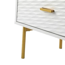 Nightstands-Kirkland's Home And Gold Wave Nightstand White