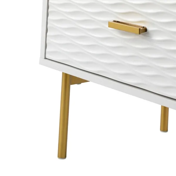 Nightstands-Kirkland's Home And Gold Wave Nightstand White