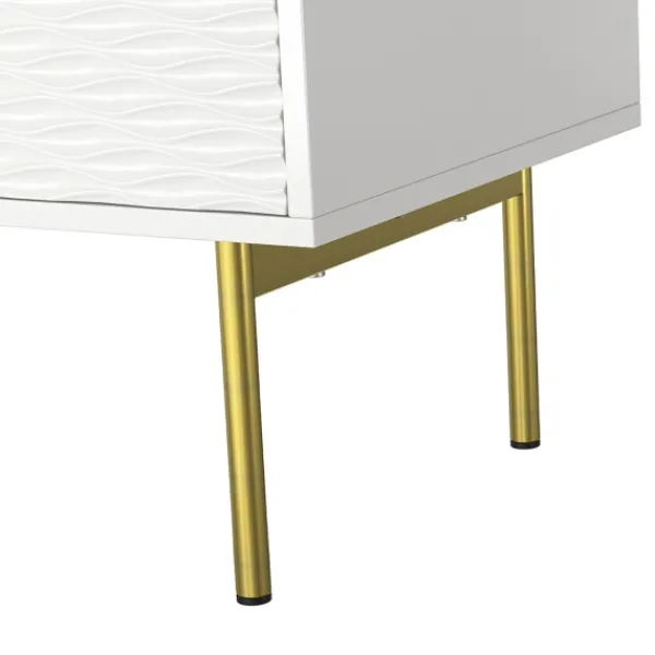 Tv Stands & Media Consoles-Kirkland's Home And Gold Wave Tv Stand White