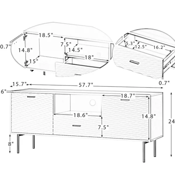 Tv Stands & Media Consoles-Kirkland's Home And Gold Wave Tv Stand White