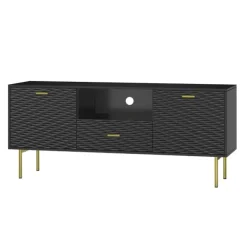 Tv Stands & Media Consoles-Kirkland's Home And Gold Wave Tv Stand Black