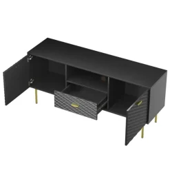 Tv Stands & Media Consoles-Kirkland's Home And Gold Wave Tv Stand Black