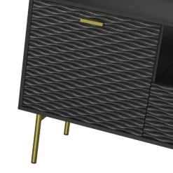 Tv Stands & Media Consoles-Kirkland's Home And Gold Wave Tv Stand Black