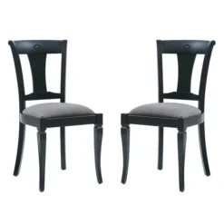 Dining Chairs-Kirkland's Home And Gray Linen Dining Chairs, Set Of 2 Black