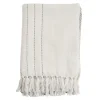 Blankets & Throws-Kirkland's Home And Gray Striped And Fringe Throw Blanket White