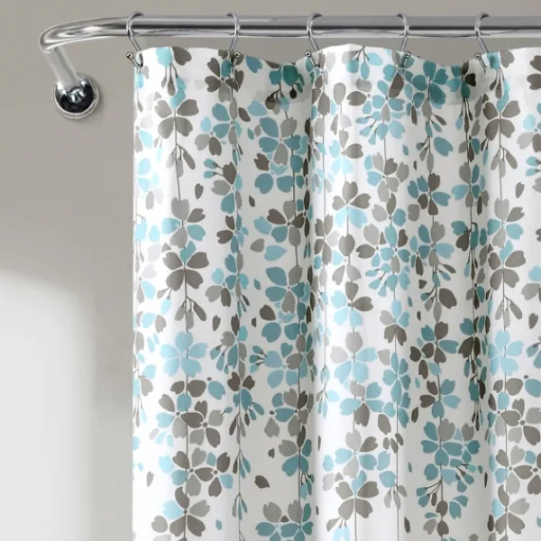 Shower Curtains-Kirkland's Home And Gray Weeping Flower Shower Curtain Blue