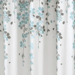 Shower Curtains-Kirkland's Home And Gray Weeping Flower Shower Curtain Blue