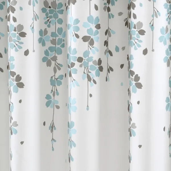 Shower Curtains-Kirkland's Home And Gray Weeping Flower Shower Curtain Blue