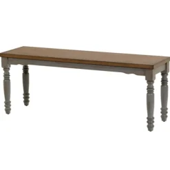 Dining Chairs-Kirkland's Home And Gray Wooden Dining Bench Brown