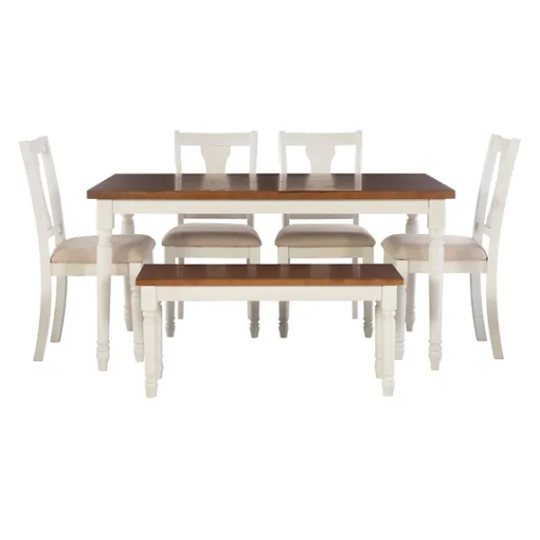Dining Sets-Kirkland's Home And Light Brown Wood 6-Pc. Dining Set White
