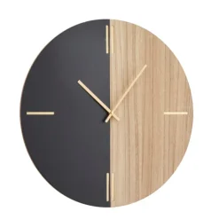Clocks-Kirkland's Home And Natural 2-Tone Wood Wall Clock Black