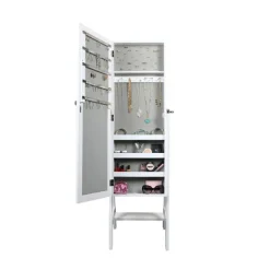 Full Length & Floor Mirrors-Kirkland's Home And Silver Wood Mirror Armoire White