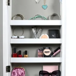 Full Length & Floor Mirrors-Kirkland's Home And Silver Wood Mirror Armoire White