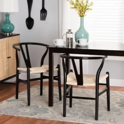 Dining Chairs-Kirkland's Home And Tan Wishbone Dining Chairs, Set Of 2 Black