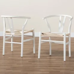 Dining Chairs-Kirkland's Home And Tan Wishbone Dining Chairs, Set Of 2 White