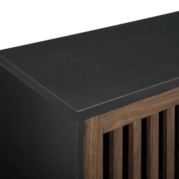 Console Tables-Kirkland's Home And Walnut Sliding Slat Door Console Table Black