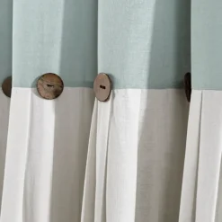 Shower Curtains-Kirkland's Home And White Button Accent Linen Shower Curtain Blue