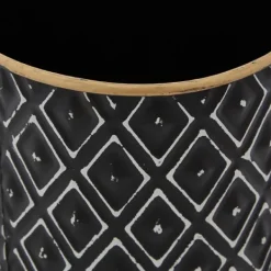 Decorative Bowls & Jars-Kirkland's Home And White Embossed Diamond Jars, Set Of 2 Black