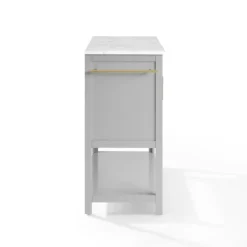 Kitchen Islands & Bar Carts-Kirkland's Home And White Marble Top Kitchen Island Gray