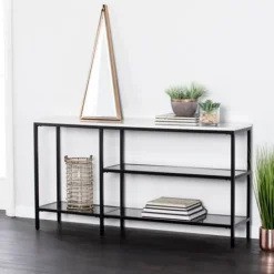 Console Tables-Kirkland's Home And White Multi-Level Console Table Black