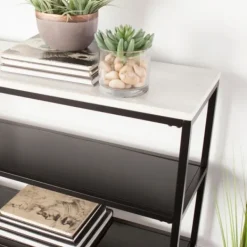 Console Tables-Kirkland's Home And White Multi-Level Console Table Black