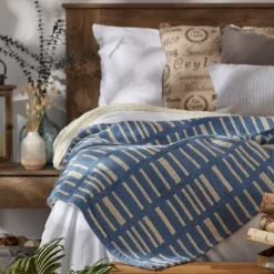 Blankets & Throws-Kirkland's Home And White Urban Throw Blue
