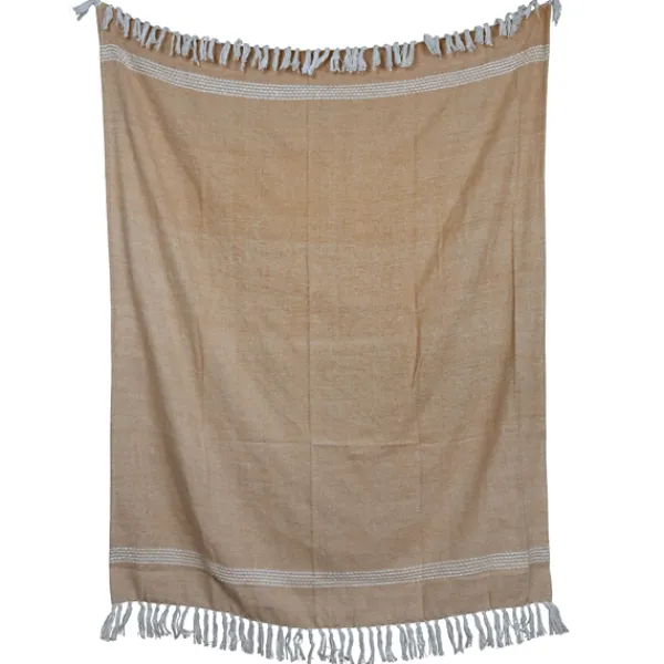 Blankets & Throws-Kirkland's Home And White With Fringe Throw Blanket Tan