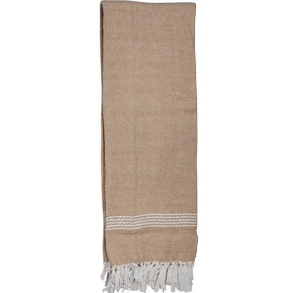 Blankets & Throws-Kirkland's Home And White With Fringe Throw Blanket Tan