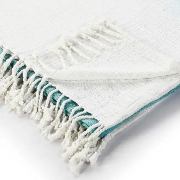 Blankets & Throws-Kirkland's Home Angel Blue Shibori Slab Fringe Throw Blue/White