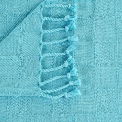 Blankets & Throws-Kirkland's Home Angel Checkered Weave Fringe Throw Blue