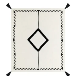 Blankets & Throws-Kirkland's Home Anna Black And White Diamond Throw White/Black