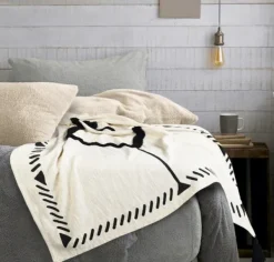 Blankets & Throws-Kirkland's Home Anna Black And White Diamond Throw White/Black