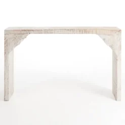 Console Tables-Kirkland's Home Anna Washed Wood Console Table White