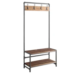 Entryway Furniture-Kirkland's Home Annalee Industrial Metal And Wood Hall Tree