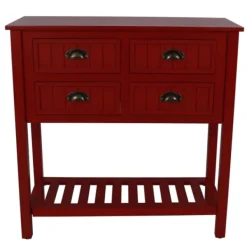 Console Tables-Kirkland's Home Antique Beadboard 4-Drawer Console Table Red
