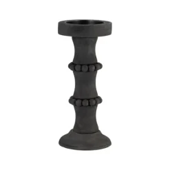 Candle Holders-Kirkland's Home Antique Beaded Column Candle Holder, 11 In. Black