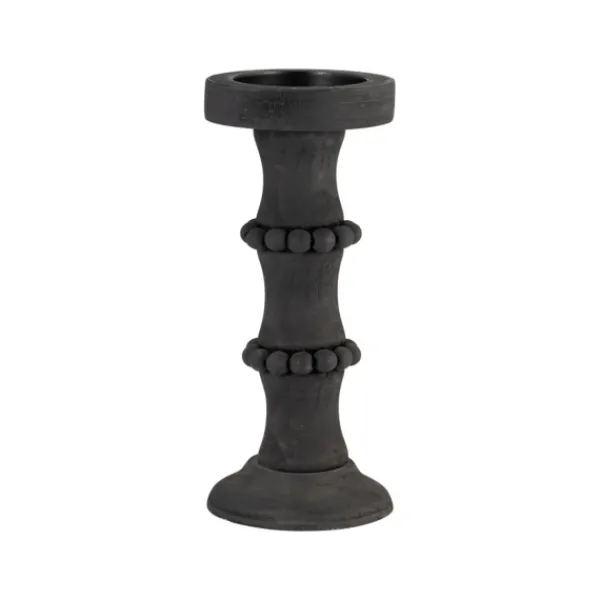 Candle Holders-Kirkland's Home Antique Beaded Column Candle Holder, 11 In. Black