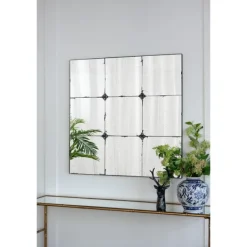 Decorative Mirrors-Kirkland's Home Antique Black Floral Panel Square Mirror