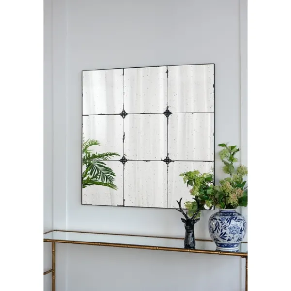 Decorative Mirrors-Kirkland's Home Antique Black Floral Panel Square Mirror