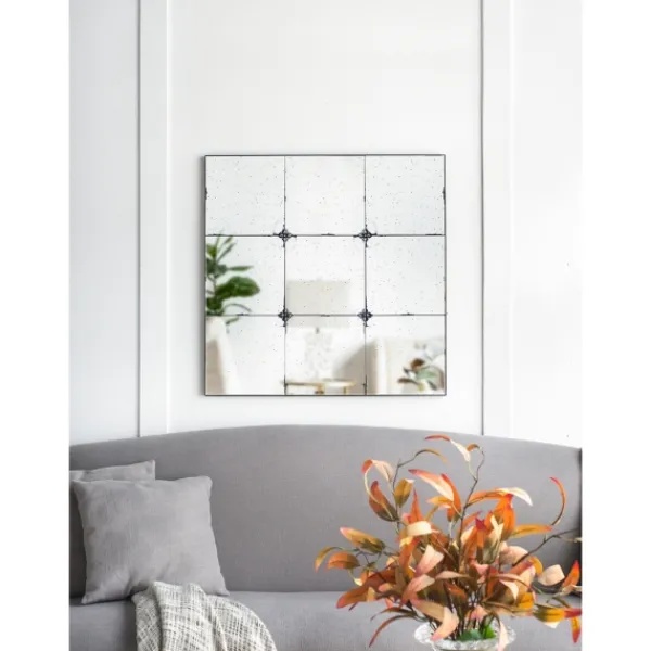 Decorative Mirrors-Kirkland's Home Antique Black Floral Panel Square Mirror