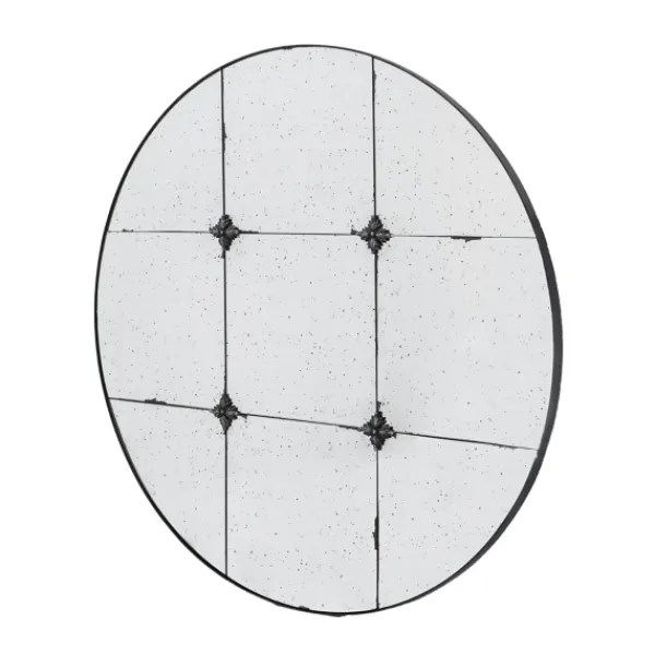 Decorative Mirrors-Kirkland's Home Antique Black Floral Panel Round Mirror