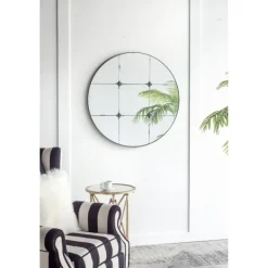 Decorative Mirrors-Kirkland's Home Antique Black Floral Panel Round Mirror